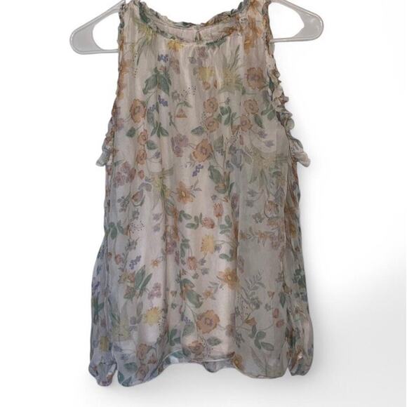 Women’s Giusy floral open shoulder blouse Made in Italy size S 100% silk shell - Picture 2 of 5